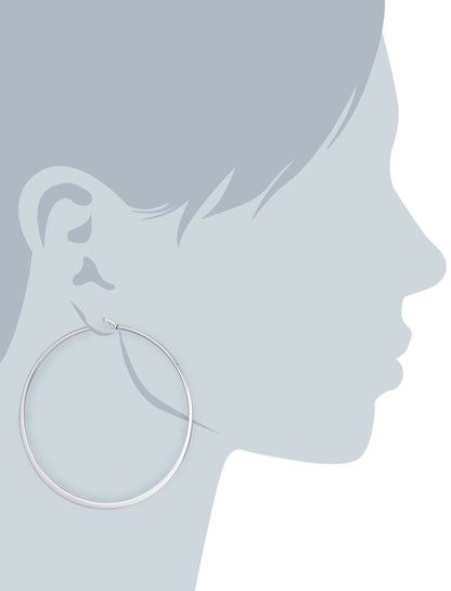 Amazon Essentials Gold Plated or Stainless Steel Flattened Hoop Earrings