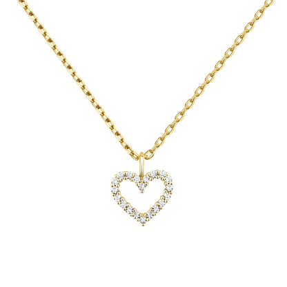 PAVOI 14K Gold Plated Cubic Zirconia Heart Necklace | Cute Dainty Love Pendant Necklaces for Women - Valentines Day Trendy Jewelry