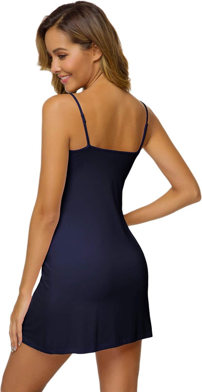 WiWi Slip Dress for Women Viscose from Bamboo Spaghetti Strap Lingerie Sexy Nightgowns Plus Size Sleep Chemise S-4X