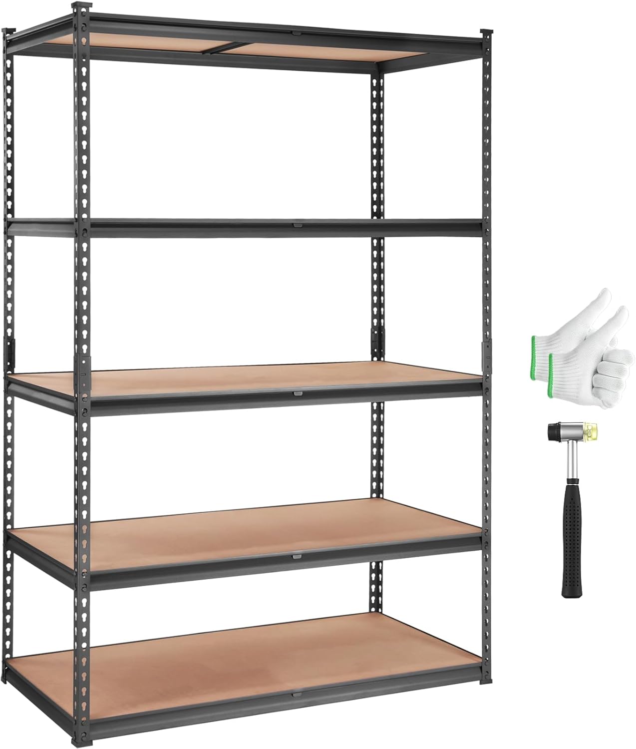 VEVOR Storage Shelving Unit, 5-Tier Adjustable, 2000 lbs Capacity, Heavy Duty Garage Shelves Metal Organizer Utility Rack, Black, 36" L x 18" W x 72" H for Kitchen Pantry Basement Bathroom Laundry