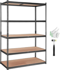 VEVOR Storage Shelving Unit, 5-Tier Adjustable, 2000 lbs Capacity, Heavy Duty Garage Shelves Metal Organizer Utility Rack, Black, 36" L x 18" W x 72" H for Kitchen Pantry Basement Bathroom Laundry