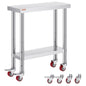 Vevor Mophorn Stainless Steel Work Table 36x24 Inch with 4 Wheels, Casters Heavy Duty Food Prep Worktable for Commercial Kitchen Restaurant, Silver