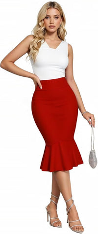 Hybrid & Company Women's Techno/Scuba Stretchy Office Pencil Skirt Made in USA