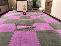 7DAY'S 40pcs 30x30cm DIY Nordic Floor Mat Splicing Carpet Plush Velvet Bedroom Rooms Pink Mat Puzzle Plush Mats Interlocking Carpet Tiles for Commercial and Home