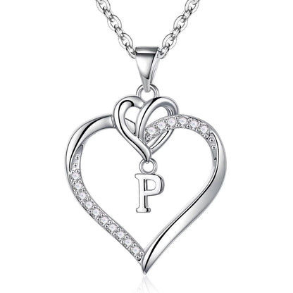 STORUP Heart Initial Necklaces for Women Girls, 14K-Gold-Plated Initial A-Z Heart Necklaces for Teen Girl Jewelry Birthday Gifts for Girls Women Her Wife Mom