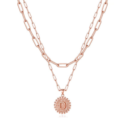 Yoosteel Layered Initial Necklaces for Women Trendy - 14K Gold-Plated Dainty Layering Paperclip Chain Coin Initial Necklace Jewelry Gifts for Women Mom Wife Teen Girls
