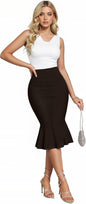 Hybrid & Company Women's Techno/Scuba Stretchy Office Pencil Skirt Made in USA