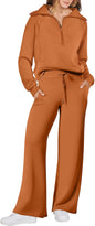 ANRABESS Women 2 Piece Outfits 2025 Fall Fashion Airport Wide Leg Pants Lounge Set Leisure Travel Vacation Clothes Sweatsuits