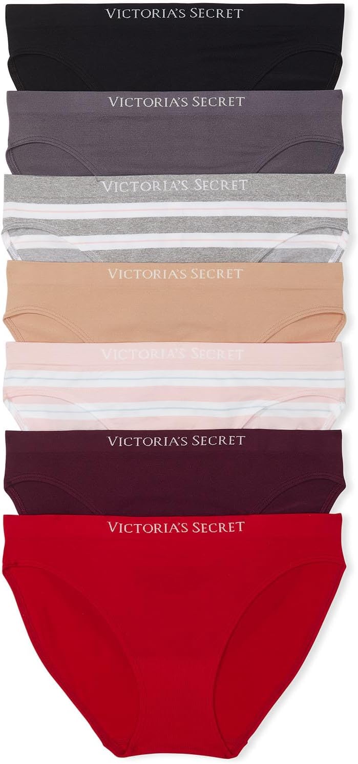 Victoria's Secret Women's Seamless Bikini Underwear, Moderate Coverage Panties for Women, Multi Pack (XS-XXL)