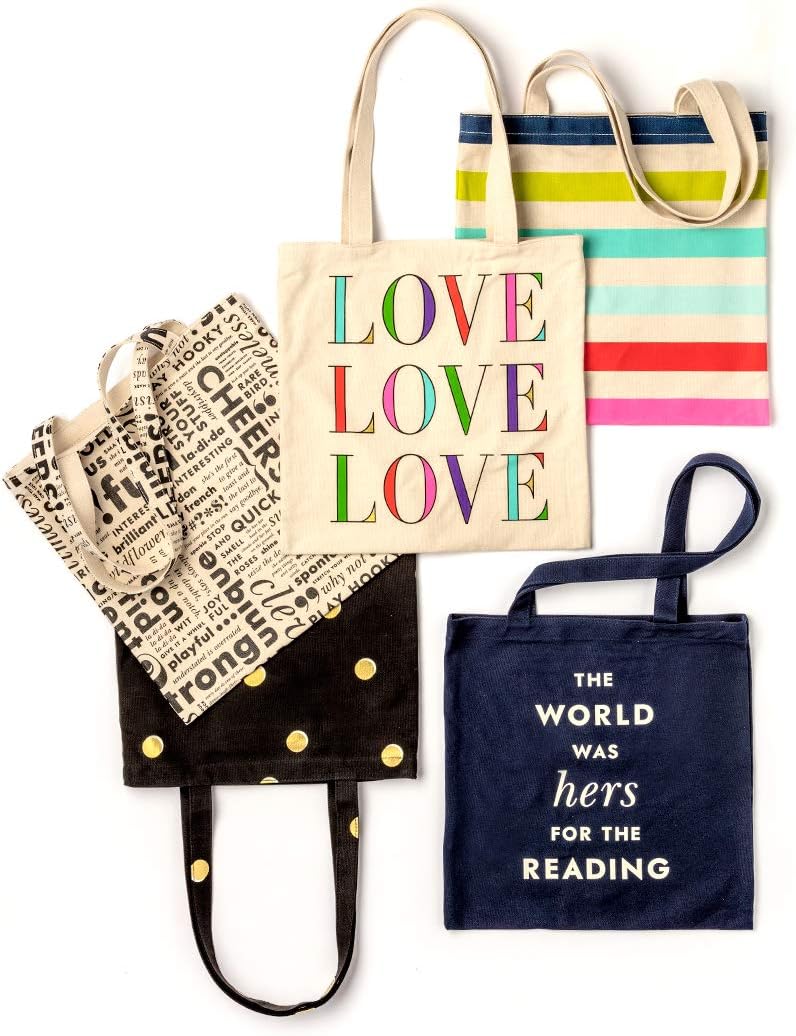 kate spade new york Cute Canvas Tote Bag for Women, Black Canvas Beach Bag, Book Tote with Pocket, Scatter Dot