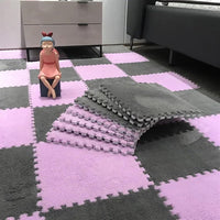 7DAY'S 40pcs 30x30cm DIY Nordic Floor Mat Splicing Carpet Plush Velvet Bedroom Rooms Pink Mat Puzzle Plush Mats Interlocking Carpet Tiles for Commercial and Home