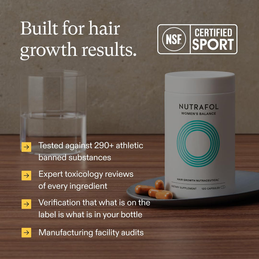 Nutrafol Women's Balance Hair Growth Supplements, Ages 45 and Up, Clinically Proven for Visibly Thicker Hair and Scalp Coverage, Dermatologist Recommended - 1 Month Supply