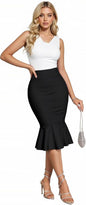 Hybrid & Company Women's Techno/Scuba Stretchy Office Pencil Skirt Made in USA