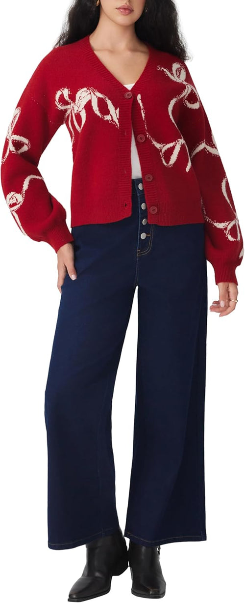 CIDER Fall Cardigan Sweaters for Women Trendy Bow Cardigan Long Sleeve Open Front Button Down Sweater Fall Fashion