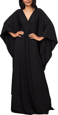 RanRui Caftans for Women Solid Color Chiffon Plus Size Kaftan Dresses Beach Cover Up V Neck Batwing Sleeve Caftans Loungewear