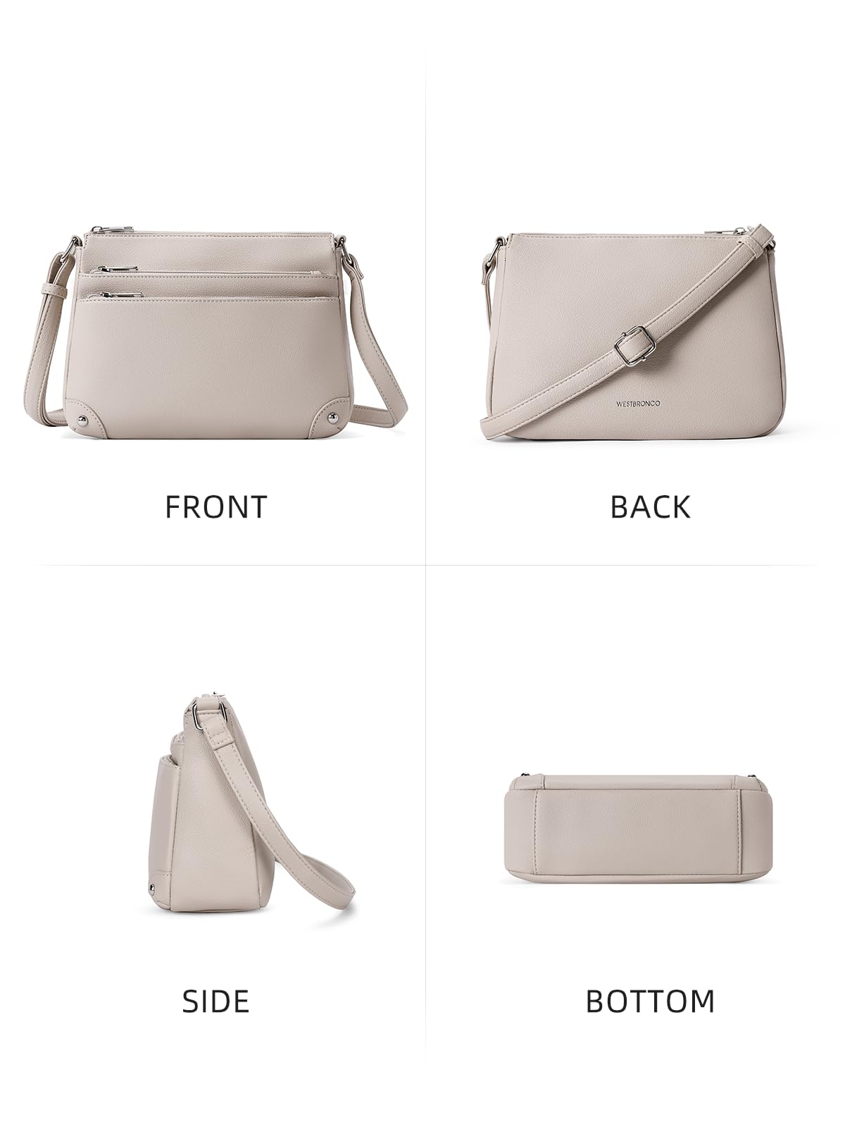 WESTBRONCO Crossbody Bags for Women, Medium Size Shoulder Handbags, Satchel Purse with Multi Zipper Pocket