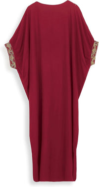 EDOLYNSA Moroccan Kaftan Dresses for Women Plus Size Caftans Loungewear Embroidered Beach Kaftan Cover up moomoo House Dress