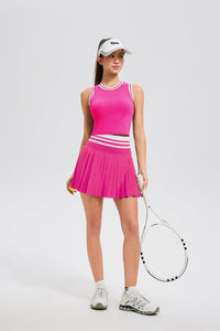 Two Piece Tennis Skirt Set for Women High Waisted Pleated Athletic Golf Skirt Sets Women 2 Piece Outfits with Pockets