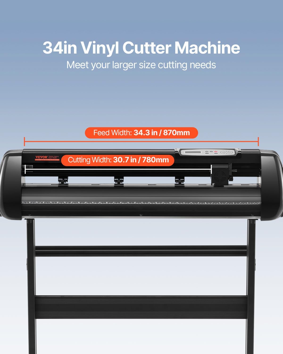 VEVOR 34inches Vinyl Cutter Machine, Bluetooth Cutting Plotter Machine, 400in/10m Accuracy Steel Roller Shaft Adjustable Speed Force, SignMaster Tool Kit for Sign Making Windows & Mobile