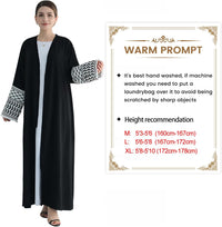 Women Abaya Muslim Prayer Dress Embroidered Sleeves Cardigan Kaftan Islamic Dubai Robe Casual Modest Abaya Dress