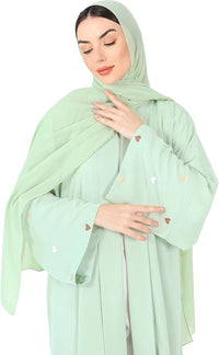 Abayas for Women Muslim Islamic Dubai Cardigan Open Front Chiffon Dress Long Sleeve Maxi Abaya Long Kaftan Robe(No Scarf)