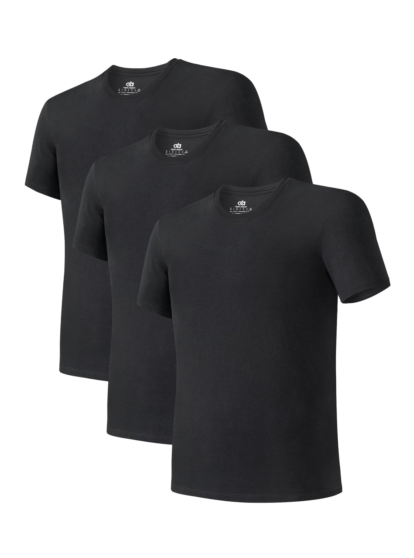 DAVID ARCHY Men's Undershirt Bamboo Rayon Moisture-Wicking Crewneck T-Shirts Stretch Tees for Men, 3 or 5 Pack