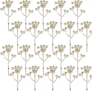 Fangoo 20 Pack 7 Inch Artificial Red Berry Picks for Christmas Tree Burgundy Red Berries Stems Holly Berry Branches Ornaments Wreath Crafts Wedding Holiday Season Winter Home Decor