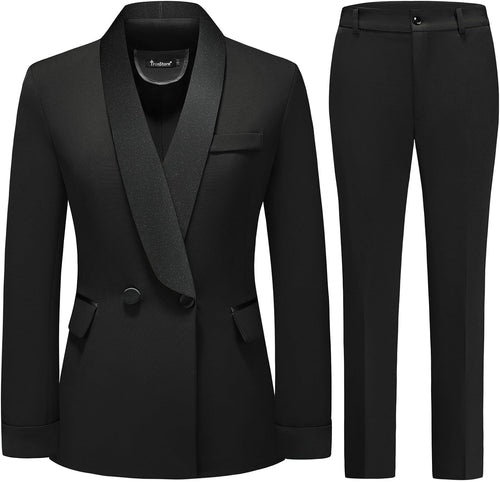 Women's Pants Suit 2 Piece Set Smil Fit Jacket Shawl Sollar Blazer Dress for Women