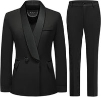 Women's Pants Suit 2 Piece Set Smil Fit Jacket Shawl Sollar Blazer Dress for Women