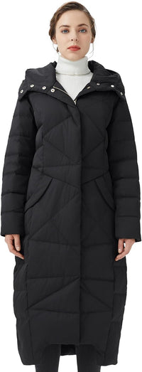 Orolay Women's Puffer Down Coat Winter Maxi Jacket with Hood