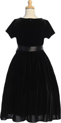 Made in USA - Velvet Girls Black Dress - Black Christmas Dress Girls - Black Flower Girl Dress - Vestido Negro para Niña
