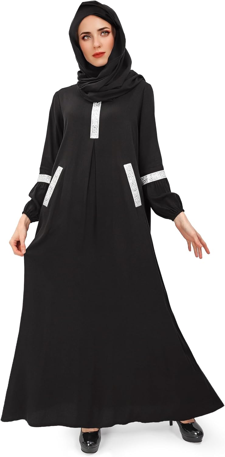 DAZCOS Women Muslim Abayas Dress with Hijabs Long Sleeve Modest Dubai Outfits Arabian Robe Prayer Clothes