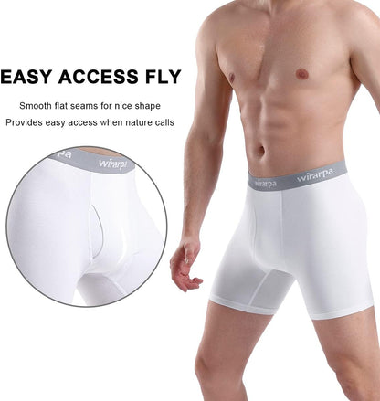 wirarpa Men's Boxer Briefs Cotton Stretch Underwear Open Fly Tagless Underpants Regular Leg 4 PackPack