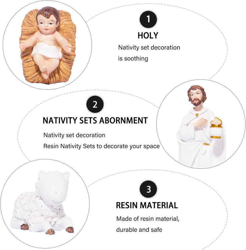 Nativity Sets for Christmas Indoor, Hand-Painted Nativity Scene Indoor 7.5" Holiday Decoration, 9-Piece Set