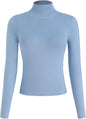 CIDER Mock Turtleneck Tops for Women Ribbed Knit Long Sleeve Slim Fitted Fall Solid Sweater T Shirts