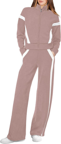 XIEERDUO Lounge Sets for Women 2025 Sweatsuit 2 Piece Outfits Sweatshirt Wide Leg Sweatpant Tracksuit Matching Set