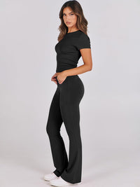 ANRABESS Lounge Sets for Women 2 Piece Foldover Yoga Flare Leggings Pants Crop Tops Casual Y2K Outfits Matching Tracksuit Set