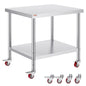 Vevor Mophorn Stainless Steel Work Table 36x24 Inch with 4 Wheels, Casters Heavy Duty Food Prep Worktable for Commercial Kitchen Restaurant, Silver