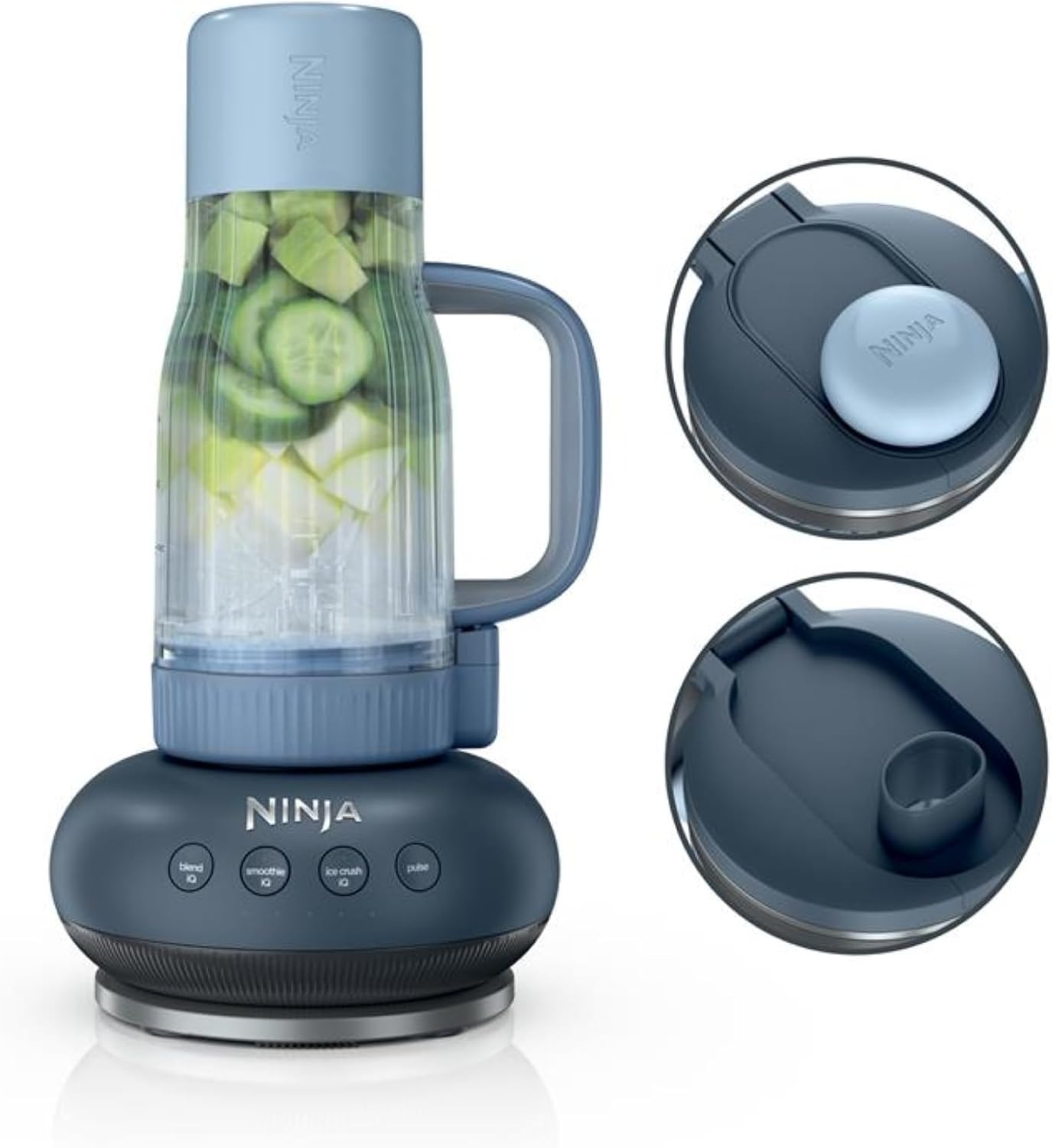 Ninja BlendBOSS | Personal Smoothie Blender and Tumbler | 26oz Travel Tumbler w/Leakproof Lid & Intergrated Chug Spout | AutoIQ Technololgy | 1200 Peak Watt | Cyberspace | DB301CYBRN | (NEW)