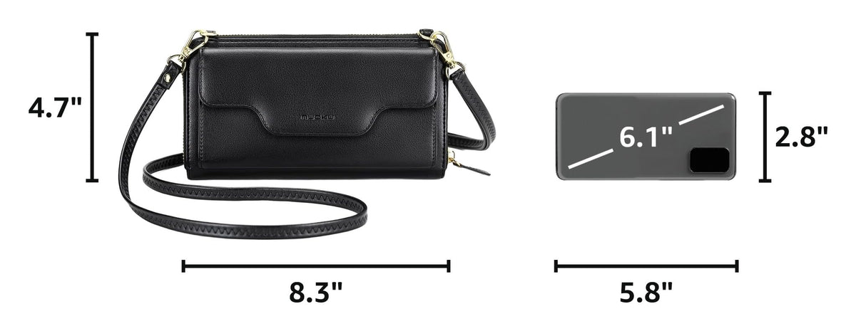 nuoku Small Purse for Women, RFID Blocking Wristlet Wallet, Crossbody Clutch with Cell Phone Pocket black