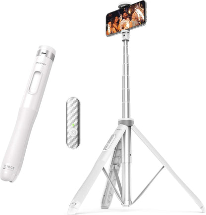 ATUMTEK 51" Selfie Stick Tripod, All in One Extendable Phone Tripod Stand with Bluetooth Remote 360° Rotation for iPhone and Android Phone Selfies, Video Recording, Vlogging, Live Streaming, Black