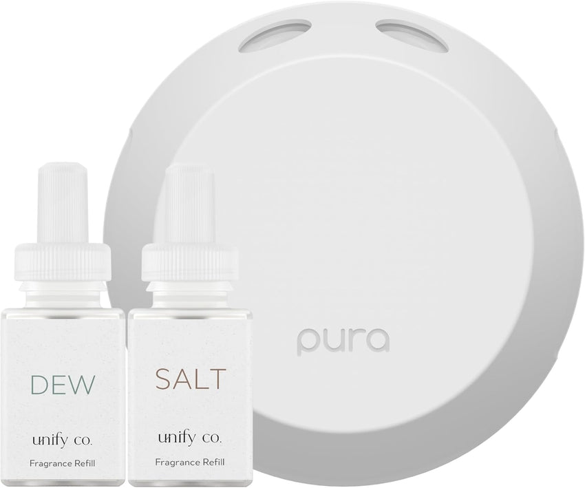 Pura Smart Home Fragrance Device Starter Set - Pura 4 - Scent Diffuser for Home - Includes Fragrance Aroma Diffuser - Square Box, Maui Mango and Signature Island Blend Scent Refills
