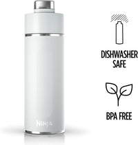 Ninja Thirsti 18oz Travel Water Bottle, For Carbonated Sparkling Drinks, Colder and Fizzier Longer, Leak Proof, 24 Hrs Cold, Dishwasher Safe, Stainless Steel Insulated Tumbler, Cloud White, DW1801WH