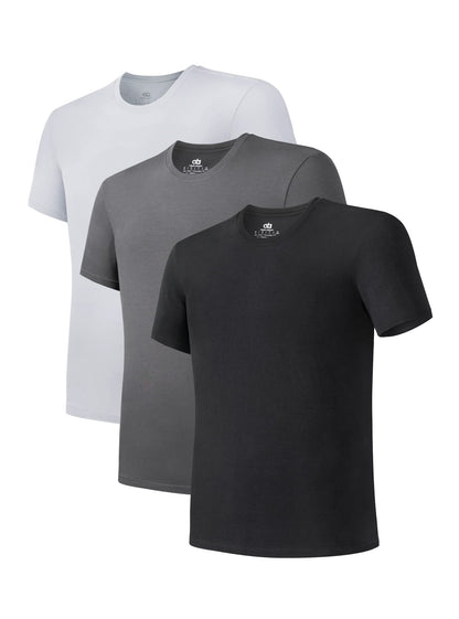 DAVID ARCHY Men's Undershirt Bamboo Rayon Moisture-Wicking Crewneck T-Shirts Stretch Tees for Men, 3 or 5 Pack