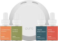 Pura 4 Smart Home Fragrance Device Starter Set - Scent Diffuser for Home- Linens & Surf, Lavender Fields, White Tea No. 1, Yuzu Citron Scent