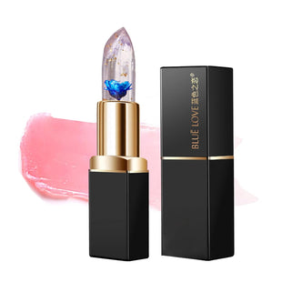 BLUE LOVE Color Changing Flower Lipstick - Hydrating Jelly Lip Balm with Flower Inside, Long-Lasting Moisturizer & Nourishing Lip Gloss for a Beautiful, Customizable Look (Blue)