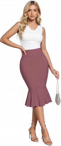 Hybrid & Company Women's Techno/Scuba Stretchy Office Pencil Skirt Made in USA