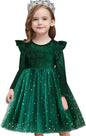 NNJXD Princess Girl Long Sleeve Autumn Winter Dress Tulle Party Dresses