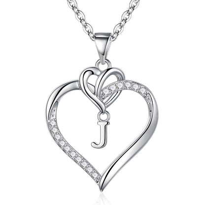 STORUP Heart Initial Necklaces for Women Girls, 14K-Gold-Plated Initial A-Z Heart Necklaces for Teen Girl Jewelry Birthday Gifts for Girls Women Her Wife Mom