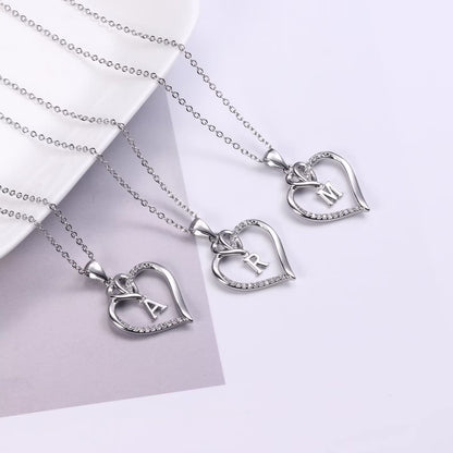 STORUP Heart Initial Necklaces for Women Girls, 14K-Gold-Plated Initial A-Z Heart Necklaces for Teen Girl Jewelry Birthday Gifts for Girls Women Her Wife Mom